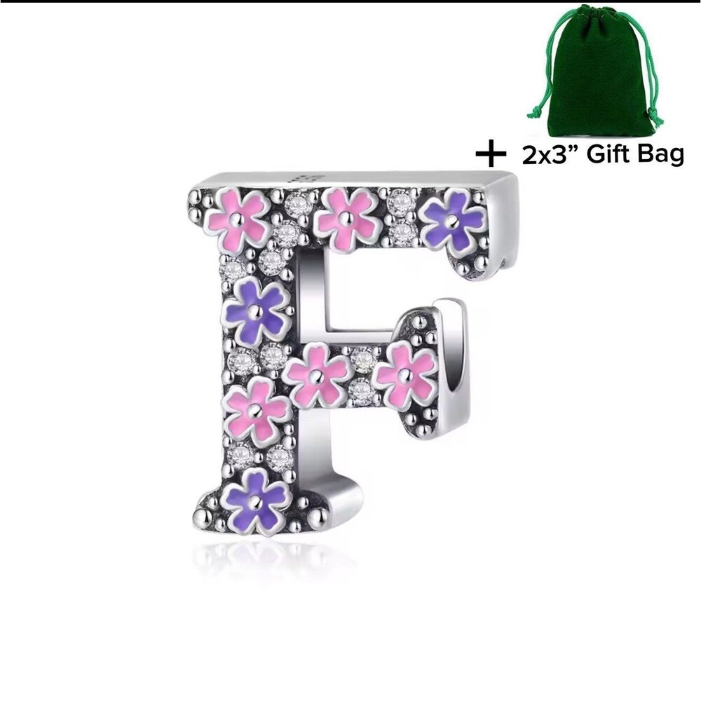 Letter F Bead Charm | 925 Silver | Brand New